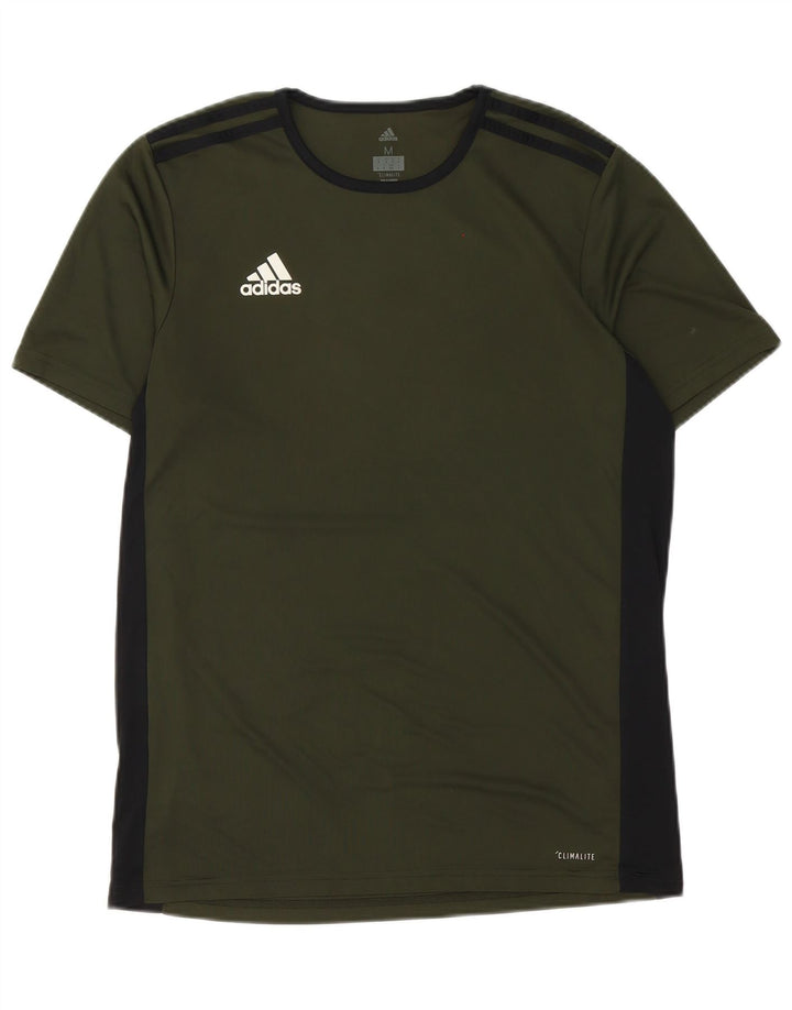 Adidas Homme Climalite T-Shirt Top Vert Moyen Colorblock Polyester