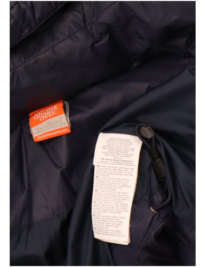 NIKE Veste matelassée à capuche pour femme UK 14 Medium Navy Blue Colourblock Nylon