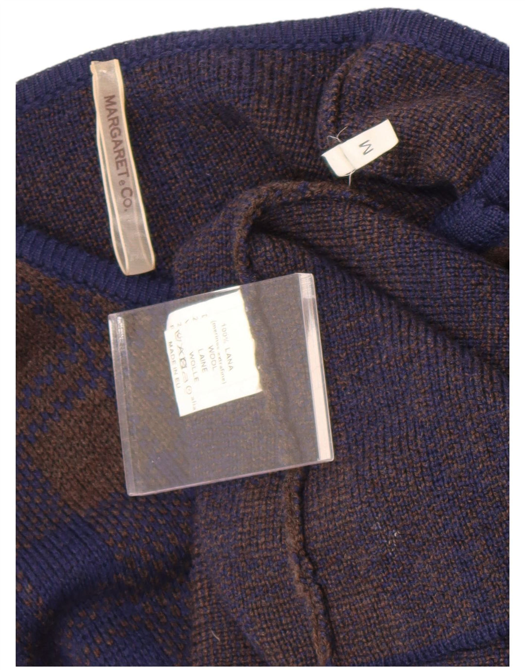 vintage Femme Longline Cardigan Pull UK 14 Moyen Bleu Marine Check