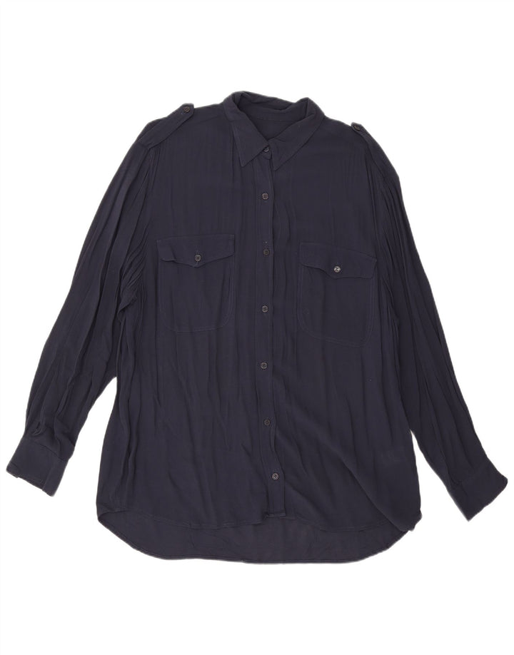 French Connection Chemisier Chemise Femme UK 42 Bleu Marine Moyen Viscose