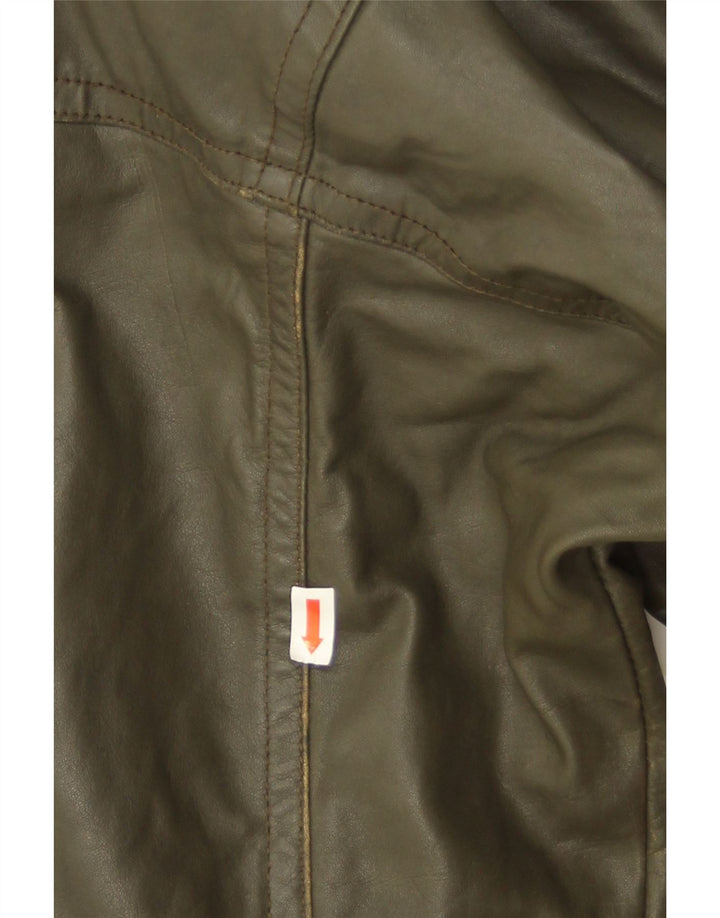 veste en cuir homme vintage IT 50 Grand cuir kaki