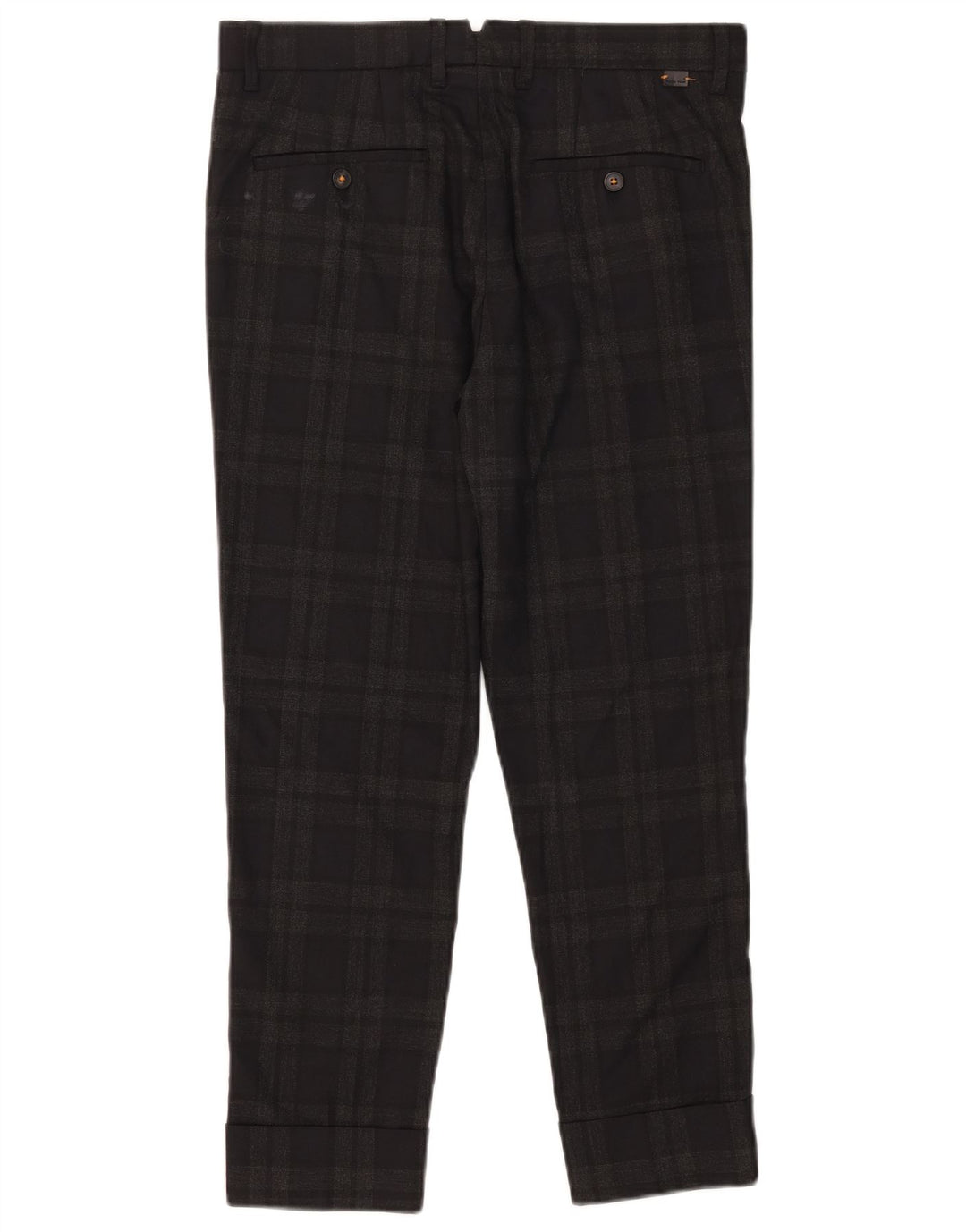 Zara Pantalon court slim pour homme EU 38 Small W30 L25 Gris à carreaux Polyester
