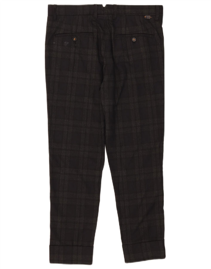 Zara Pantalon court slim pour homme EU 38 Small W30 L25 Gris à carreaux Polyester