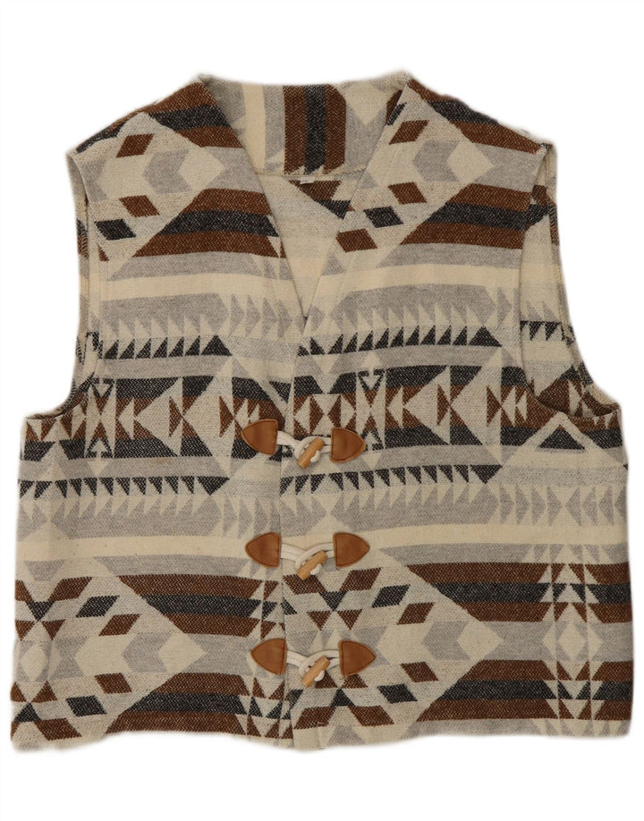 vintage Mens Cardigan Sweater Moyen Multicolore Géométrique Aztèque