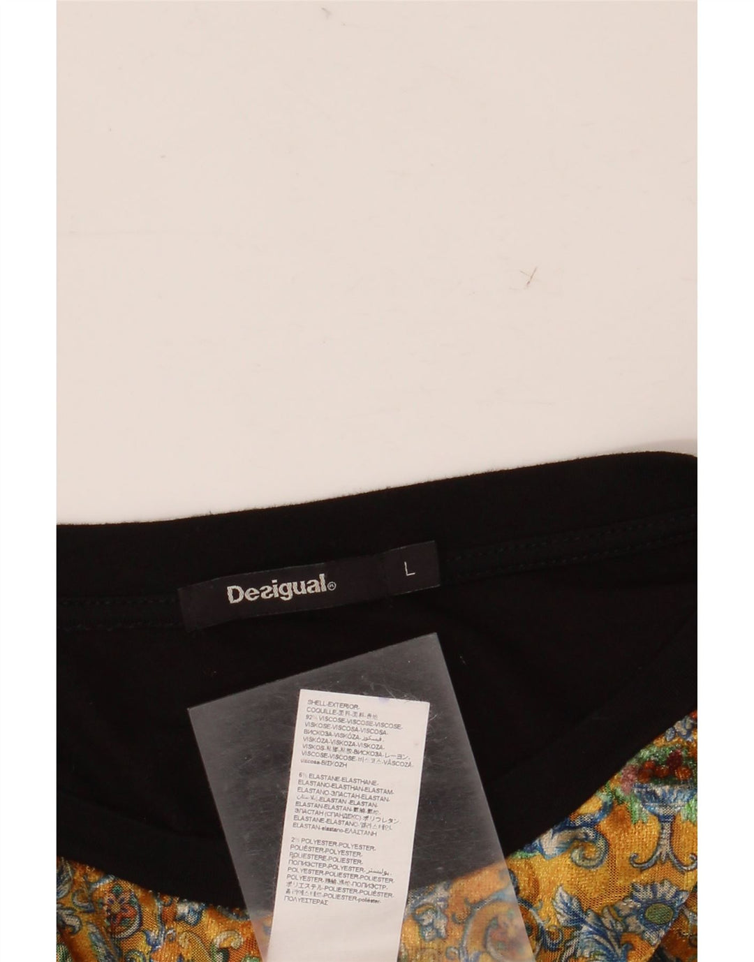 Desigual Robe droite graphique pour femme UK 44 Large Viscose florale noire