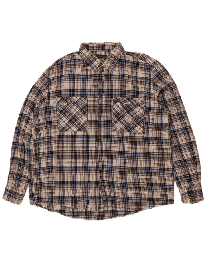 Sea Barrier Chemise en flanelle pour homme 2XL Gris à carreaux en coton