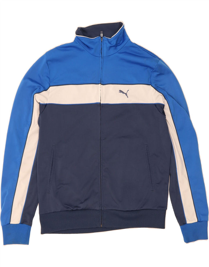 PUMA Mens Tracksuit Top Jacket Large Navy Blue Colourblock Vintage Puma and Second-Hand Puma from Messina Hembry 