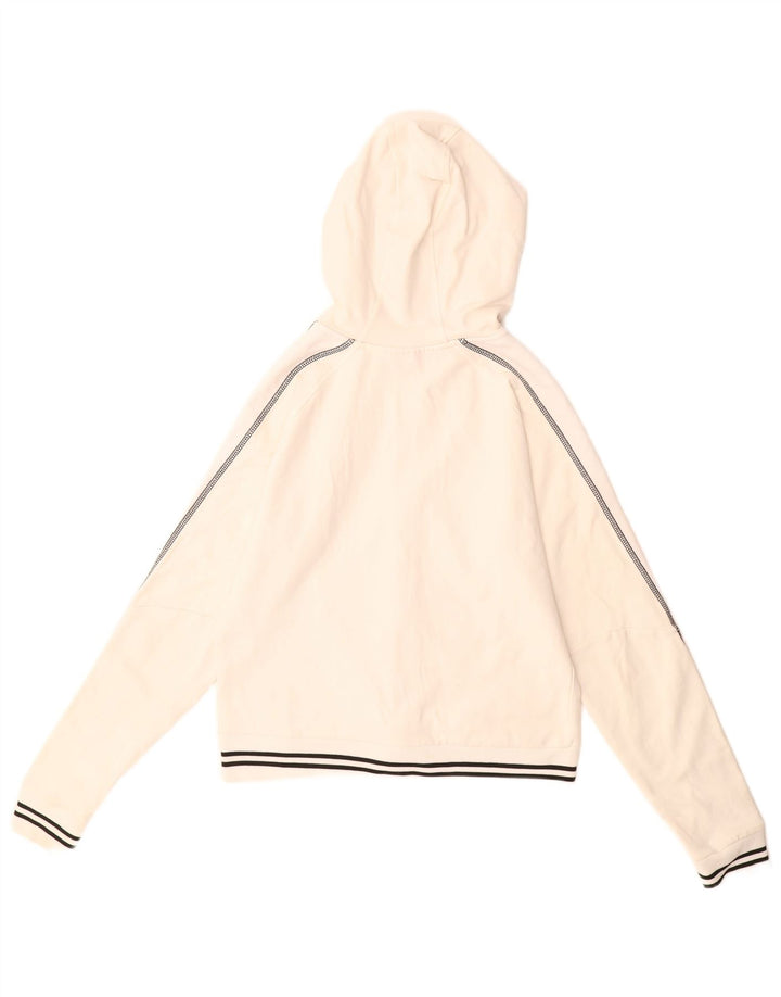 Puma Pull à capuche court zippé pour femme UK 12 Blanc moyen