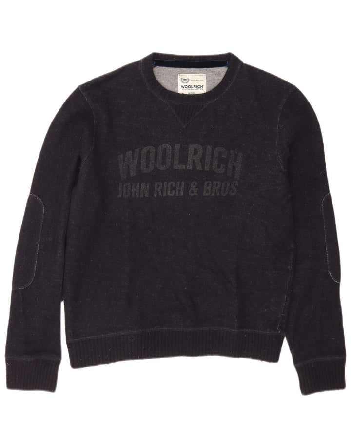 Woolrich Pull Graphique Col Bateau Homme Bleu Marine Moyen Laine