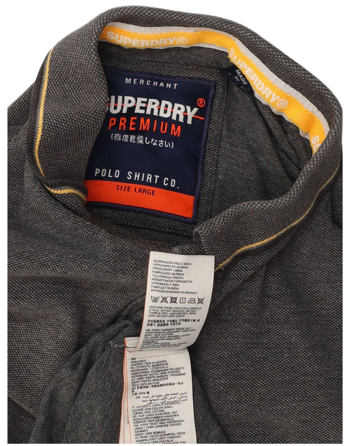 SUPERDRY Polo Homme Large Gris Coton