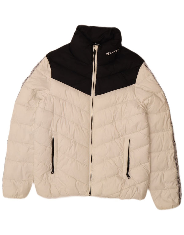 Champion Veste matelassée graphique pour femme UK 16 Large White Colourblock
