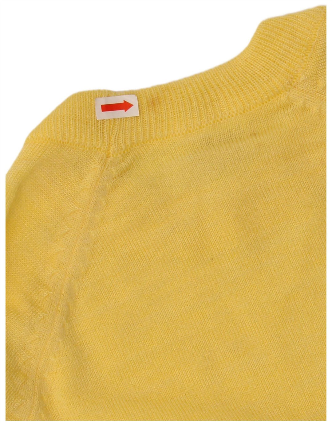 VINTAGE Femme Crew Neck Jumper Pull UK 16 Grand Jaune