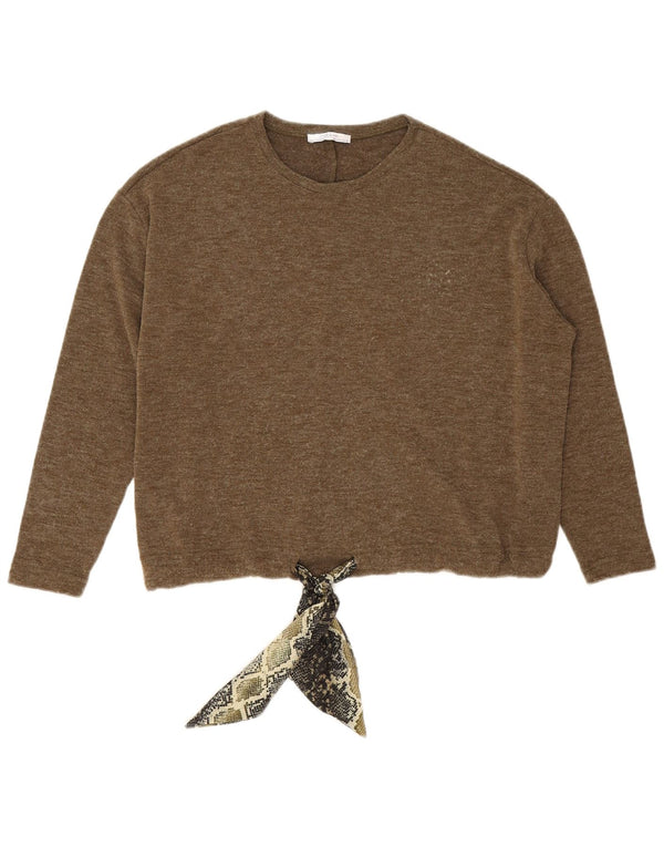 Zara Pull ras du cou pour femme UK 10 Petit imprimé animal marron