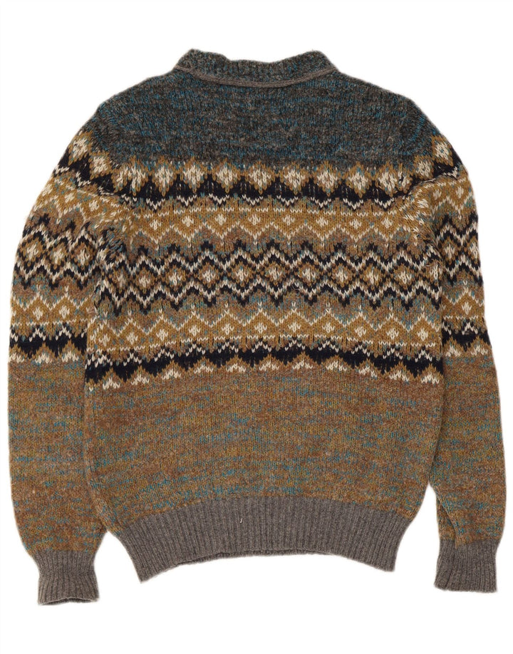 Replay Pull ras du cou pour homme en laine Fair Isle Vert Small