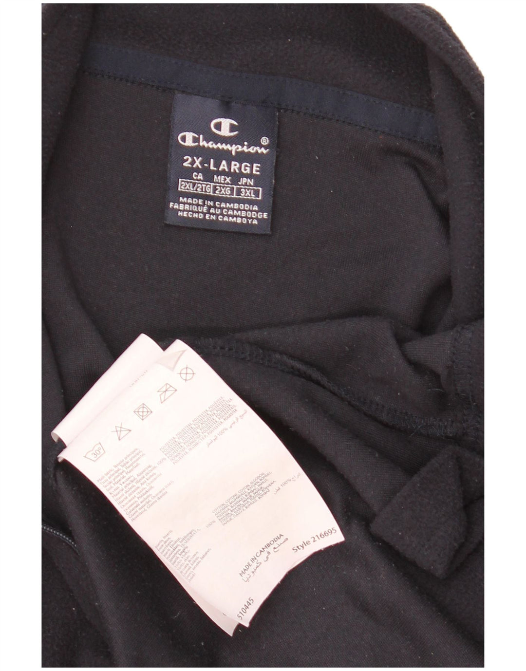 Champion Pull polaire à col zippé pour homme 2XL Bleu marine Polyester