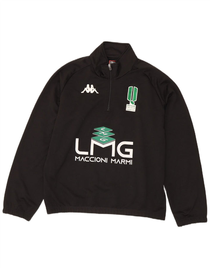 Kappa Sweat-shirt graphique à col zippé pour homme, grand, noir, polyester