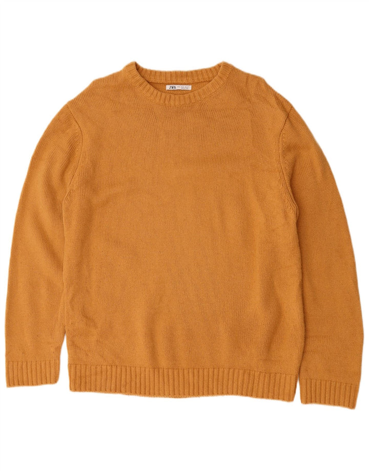 Zara Pull Col Ras Du Cou Homme Jaune Moyen
