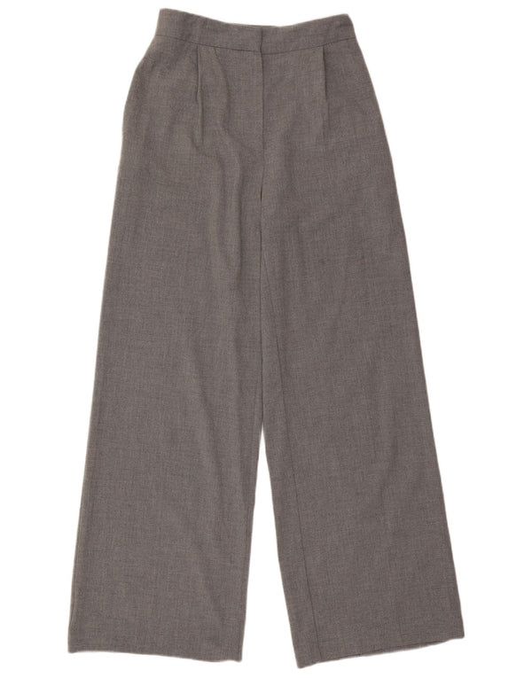 Zara Pantalon décontracté taille haute à jambe large pour femme Petit W26 L31 Gris