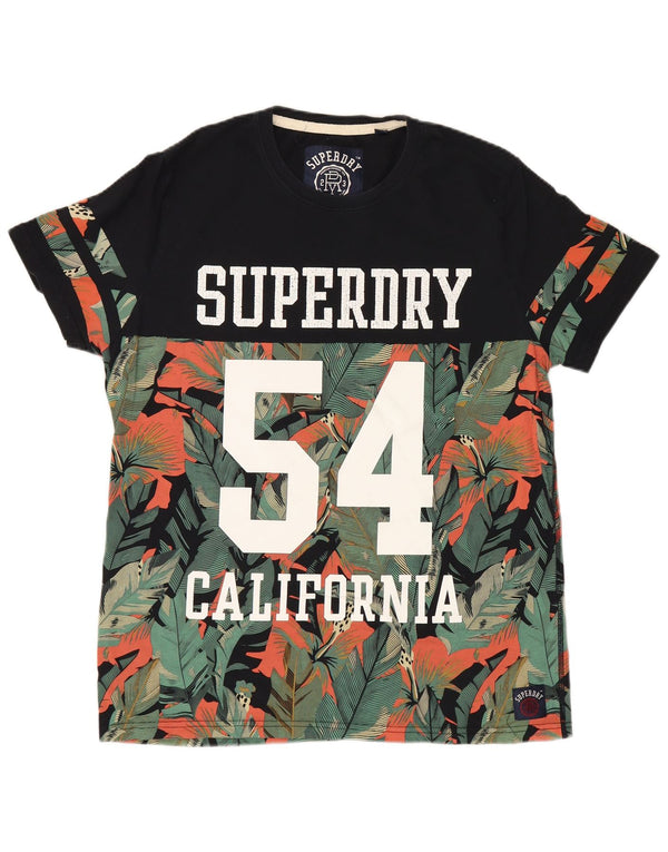 Superdry Homme California Graphic T-Shirt Top 2XL Noir Floral Coton