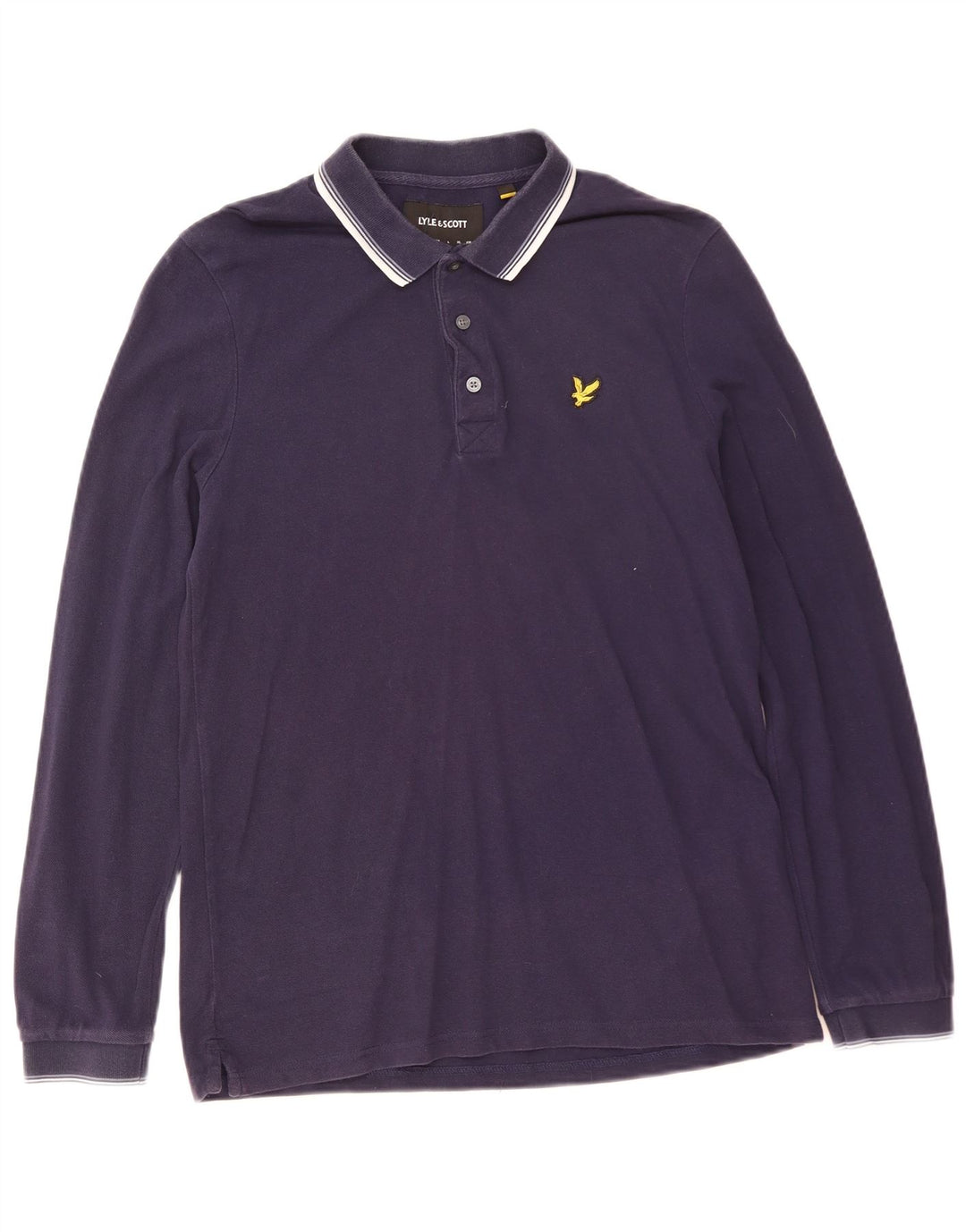 Lyle & Scott Polo à Manches Longues Homme Bleu Marine Moyen Coton