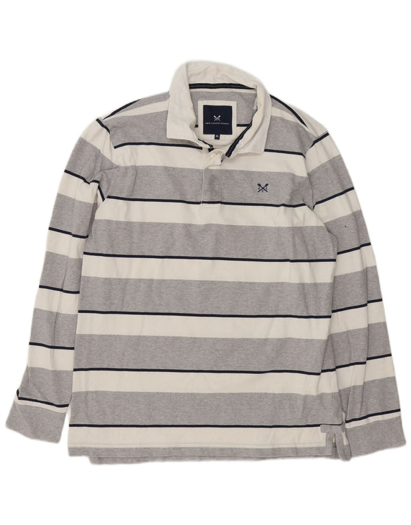 Crew Clothing Polo de rugby à manches longues pour homme XL Gris rayé