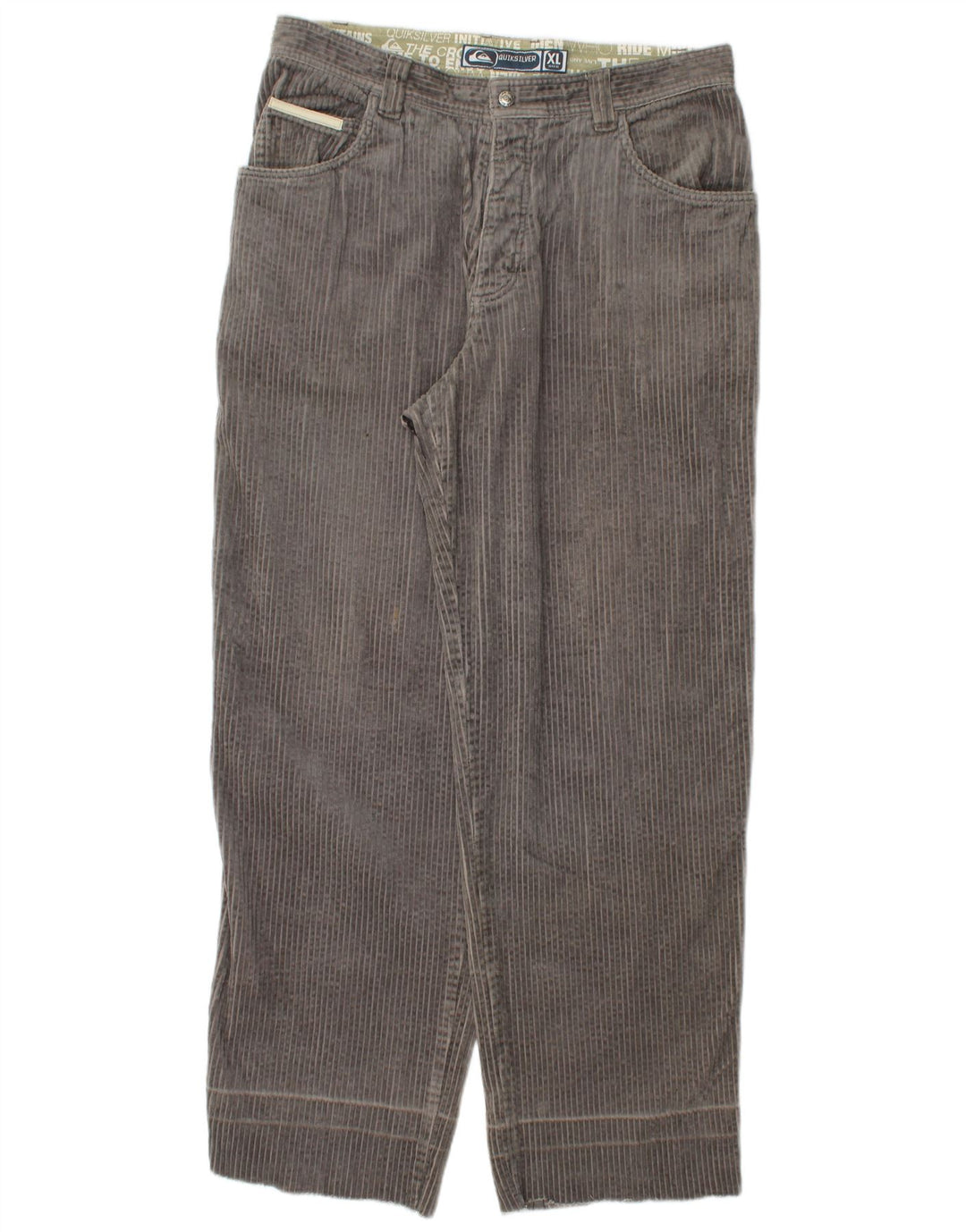 QUIKSILVER Pantalon droit en velours côtelé pour homme XL W36 L32 Gris Coton