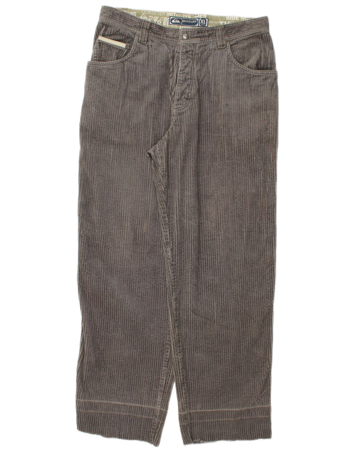 QUIKSILVER Pantalon droit en velours côtelé pour homme XL W36 L32 Gris Coton