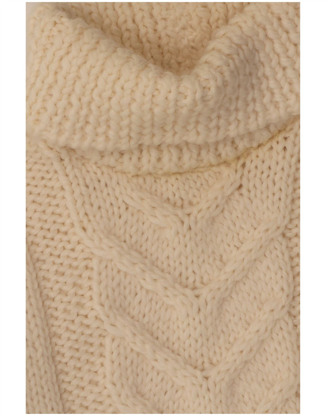vintage Femmes Roll Neck Jumper Pull UK 14 Moyen Off White