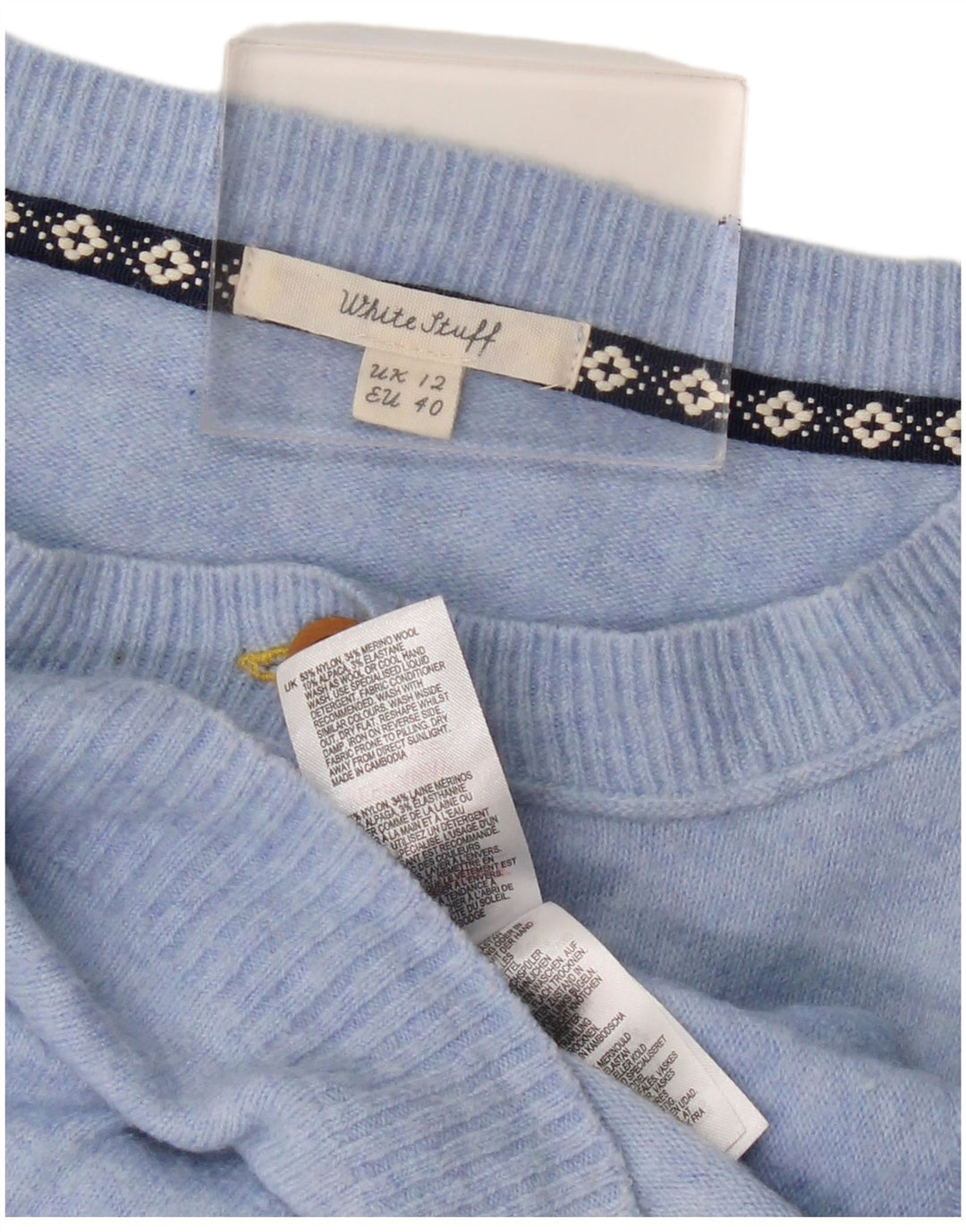 WHITE STUFF Cardigan pour femme UK 12 Bleu moyen Nylon