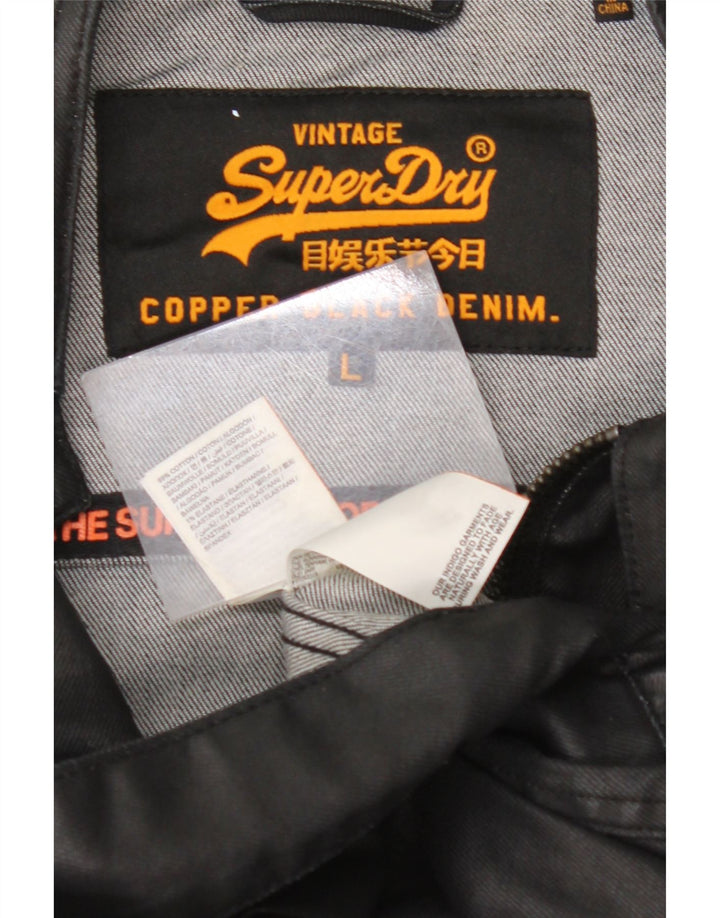 SUPERDRY Veste en Jean Homme UK 40 Large Noir Coton