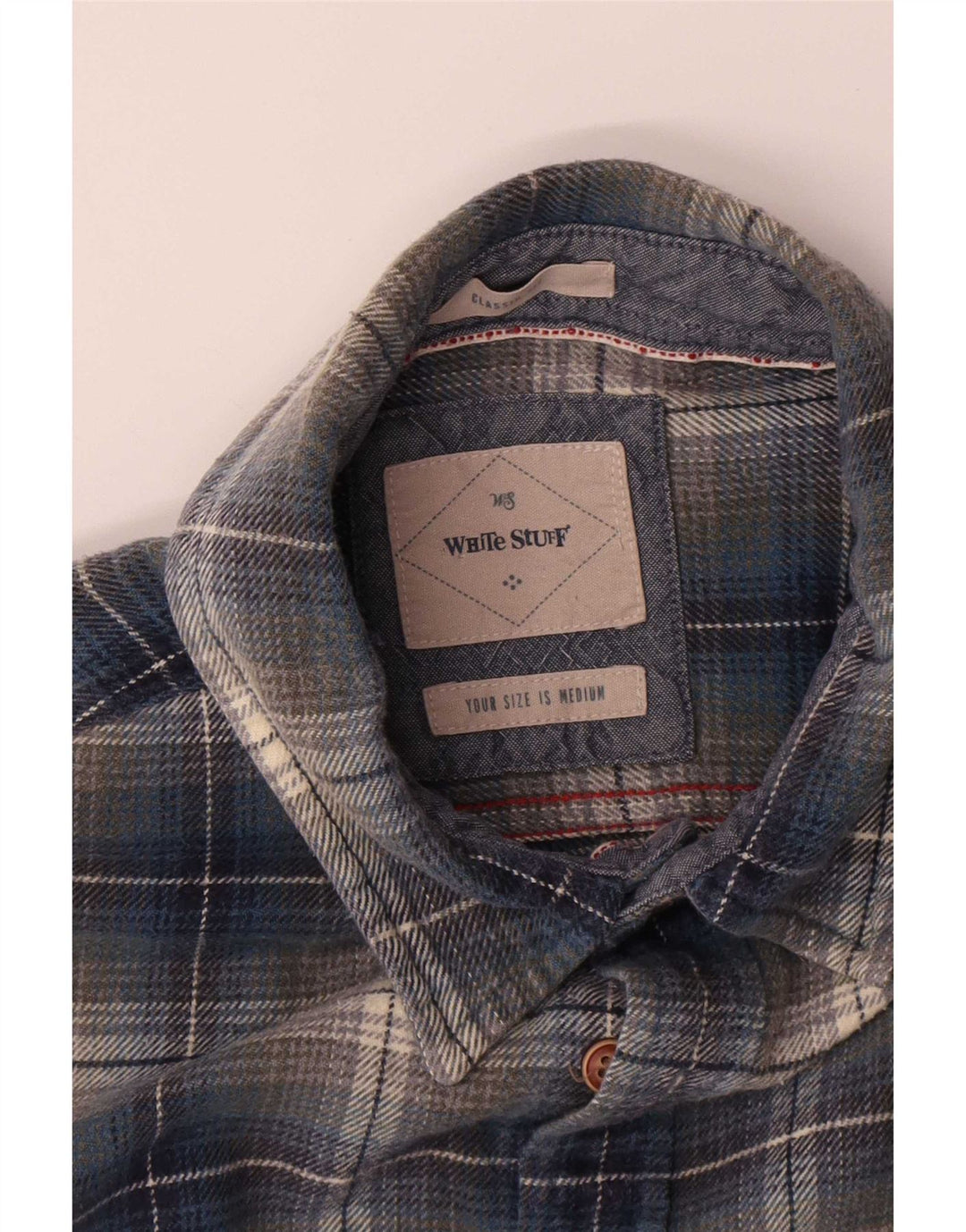 Chemise White Stuff Coupe Classique en Flanelle Homme Bleu Moyen à Carreaux en Coton