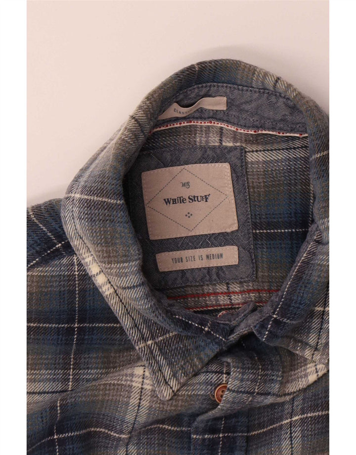 Chemise White Stuff Coupe Classique en Flanelle Homme Bleu Moyen à Carreaux en Coton