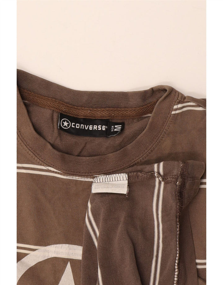 Converse T-Shirt Graphique Homme Marron Moyen Rayé Coton