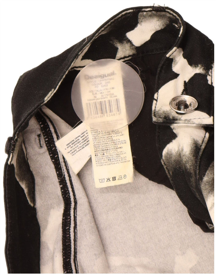 DESIGUAL Pantalon décontracté skinny pour femme EU 44 XL W34 L31 Noir Imprimé Animal