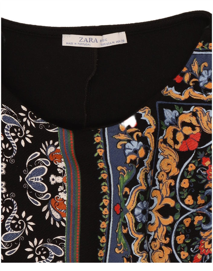 Zara Robe caftan à manches 3/4 pour femme UK 12 Noir moyen patchwork