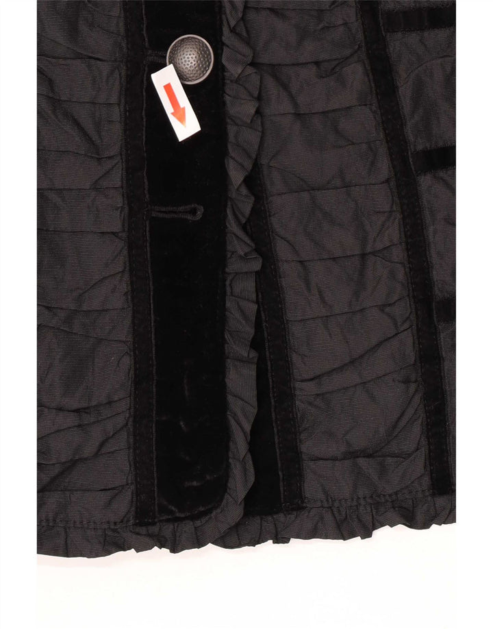 vintage Femme 4 Bouton Blazer Veste UK 14 Medium Black Colourblock