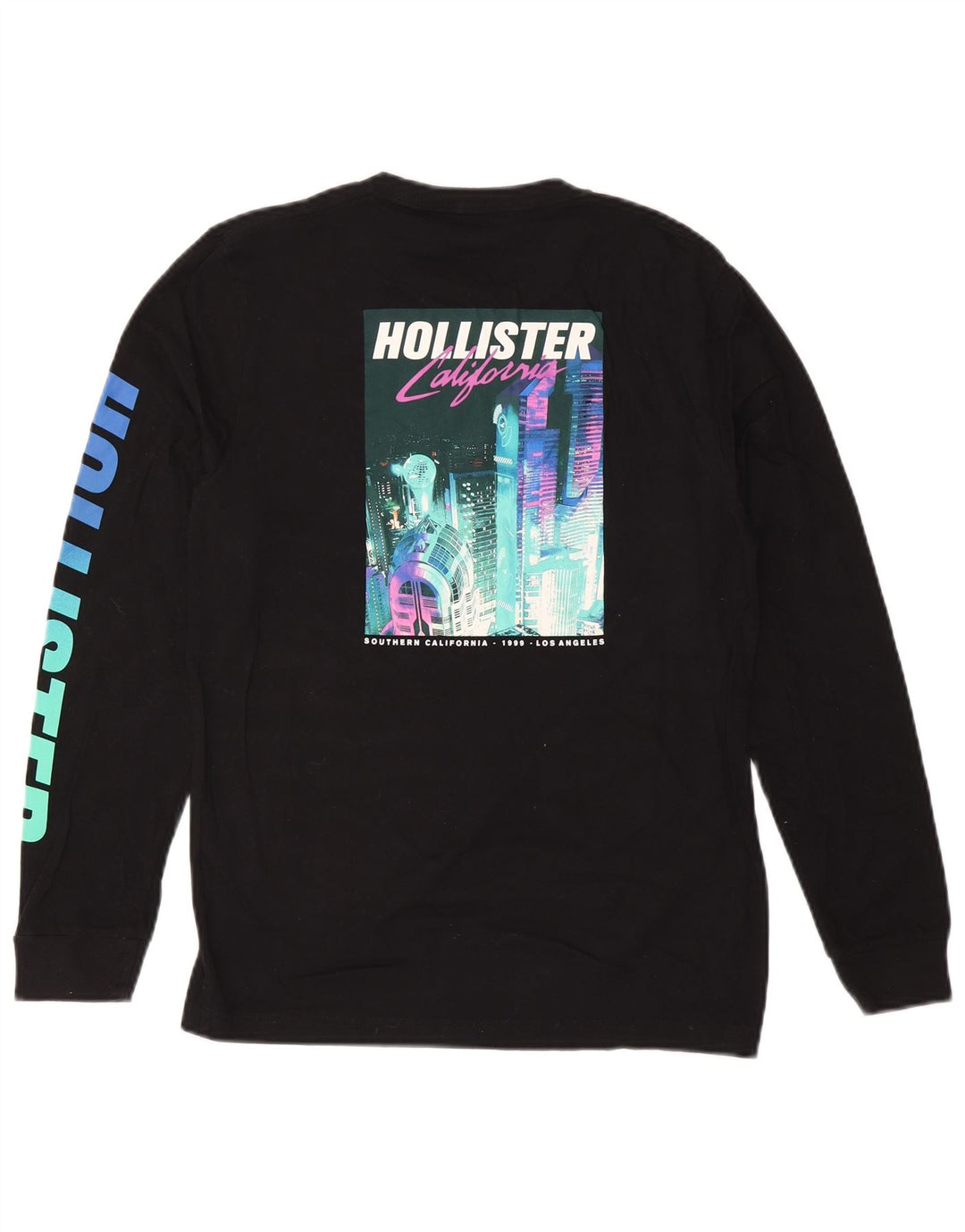 HOLLISTER Haut graphique à manches longues pour femme UK 10 Small Noir Coton