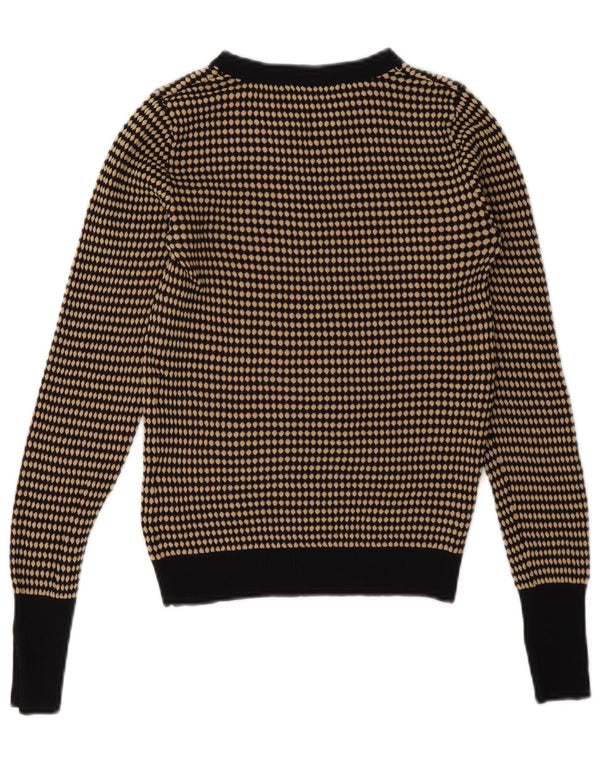 Zara Pull court à col rond pour femme UK 12 Marron moyen géométrique