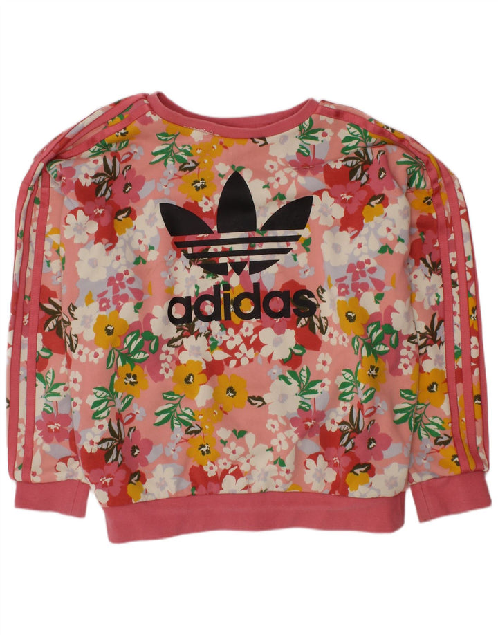 ADIDAS Sweat-shirt graphique fille 9-10 ans Rose Floral Coton