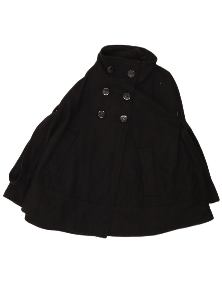 Zara Manteau Cape Double Boutonnage Femme UK 16 Large Noir