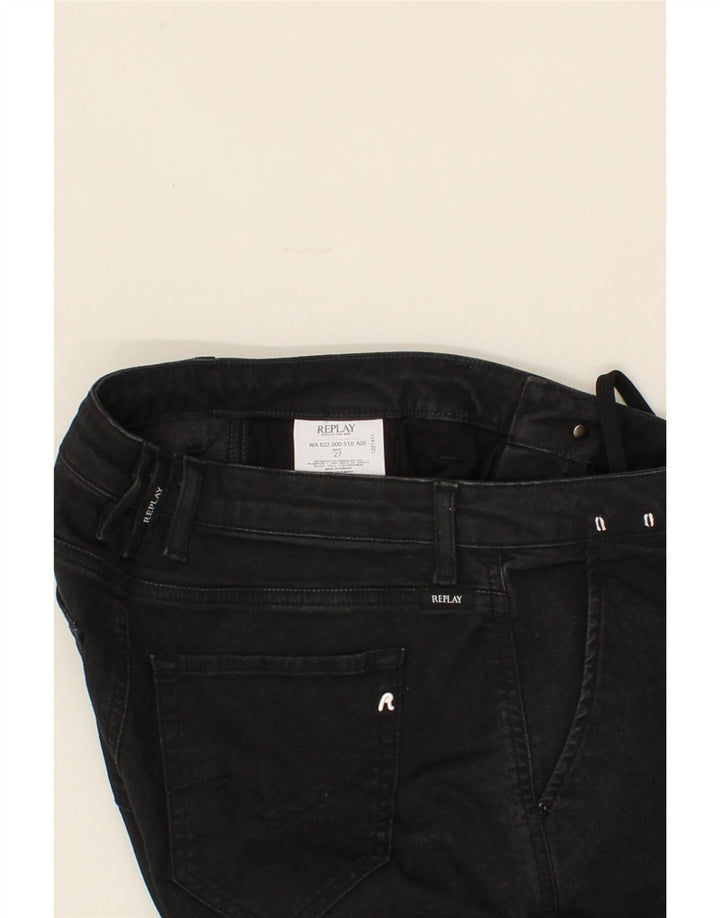 REPLAY Womens Cropped Jeans W27 L24 Black Cotton Vintage Replay and Second-Hand Replay from Messina Hembry 