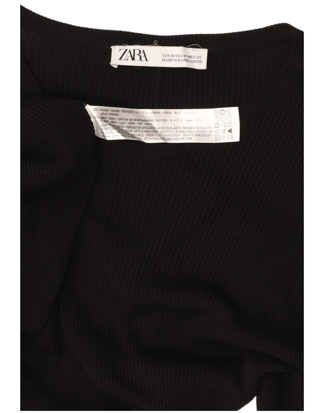 ZARA Femme Robe Maxi à Manches Longues UK 12 Moyen Noir Viscose