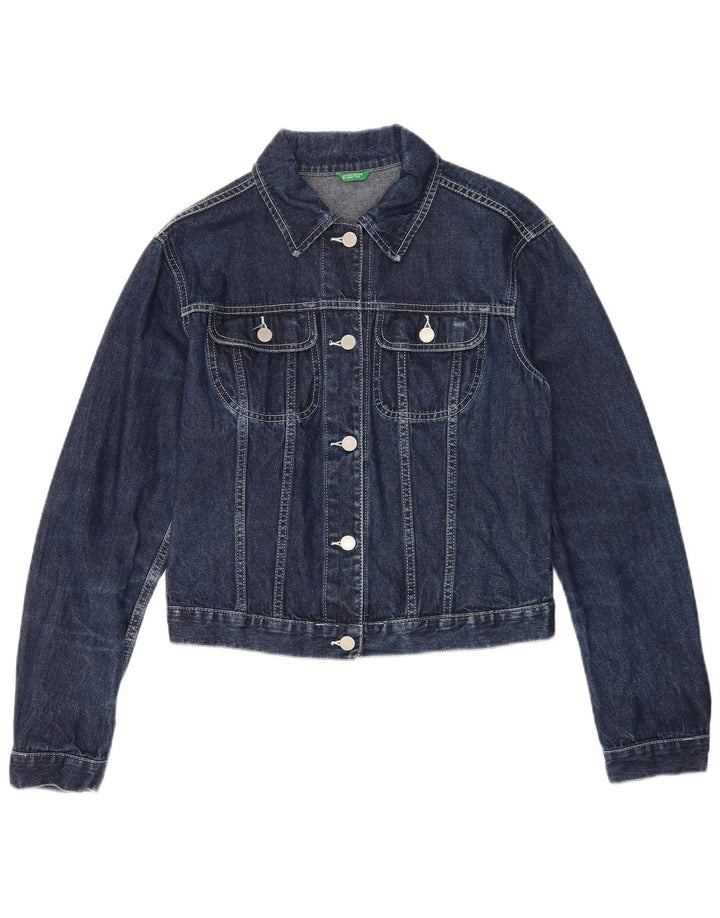 Benetton Veste en Jean Femme UK 40 Large Bleu Coton