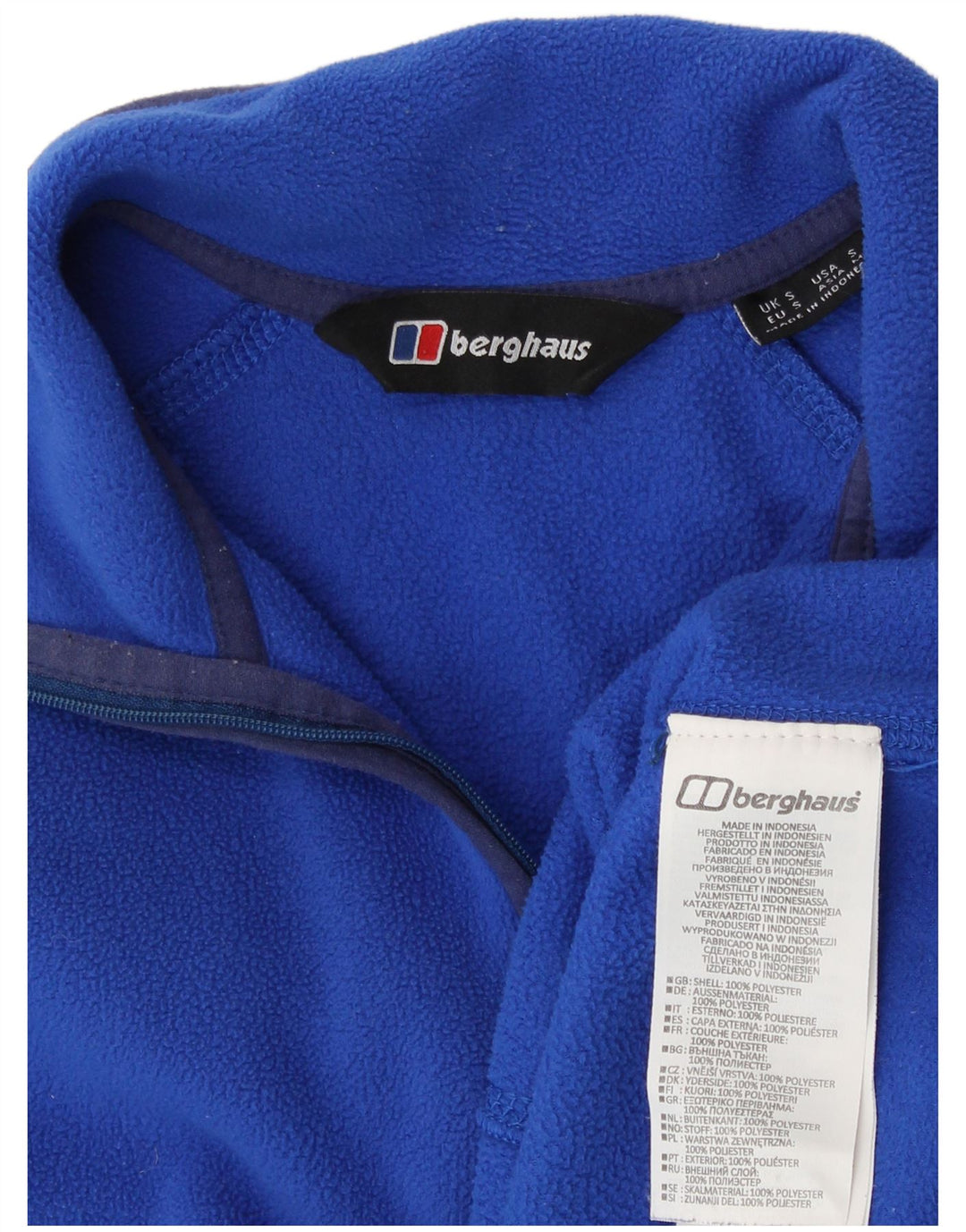 Berghaus Pull polaire à col zippé pour homme, petit, bleu, polyester