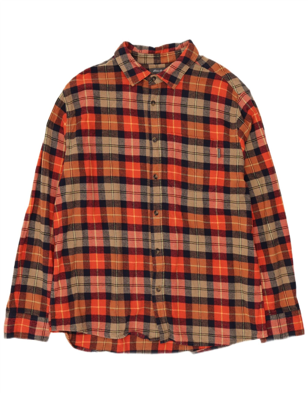 Eddie Bauer Chemise en flanelle pour homme XL en coton à carreaux orange