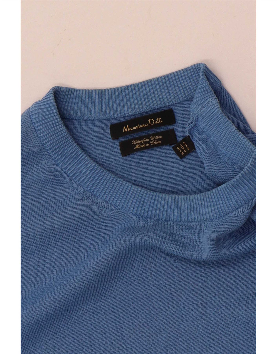 Massimo Dutti Pull col rond homme en coton bleu moyen