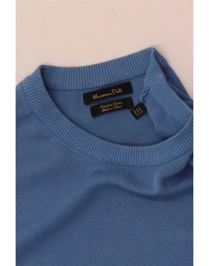 Massimo Dutti Pull col rond homme en coton bleu moyen