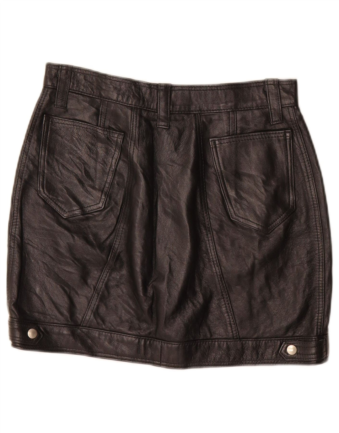 vintage Femme Mini Jupe En Cuir W26 Petit Noir