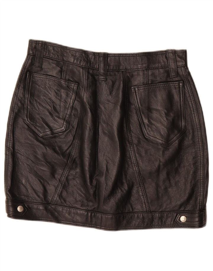 vintage Femme Mini Jupe En Cuir W26 Petit Noir