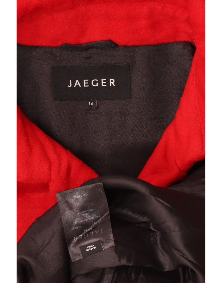 Jaeger Manteau double boutonnage surdimensionné pour femme UK 14 Grand Angora rouge